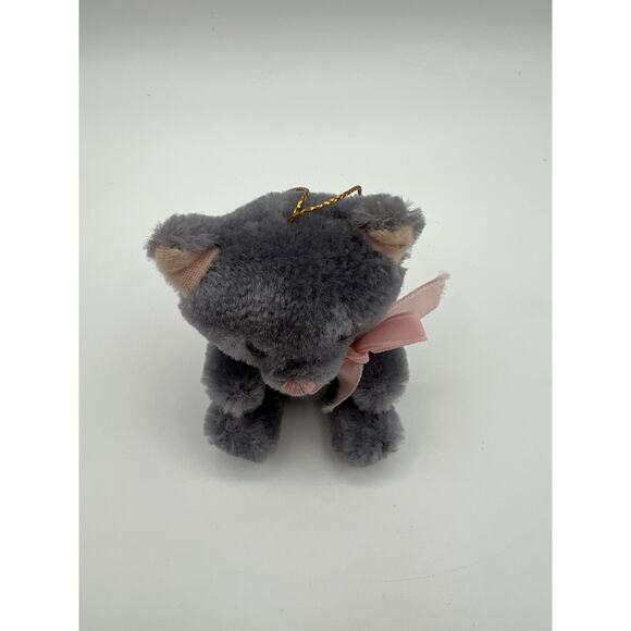 Dakin & Co. 1985 Miniature 3" Gray Plush Bear Ornament Figurine Moveable Joints - Picture 2 of 8